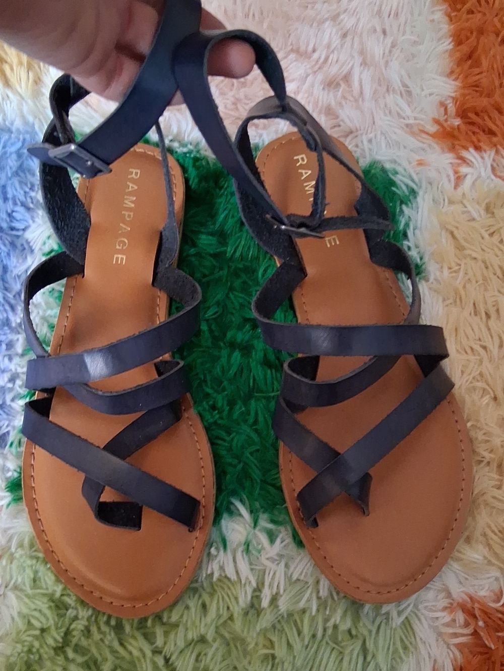 Rampage Navy Strappy Flat Sandals